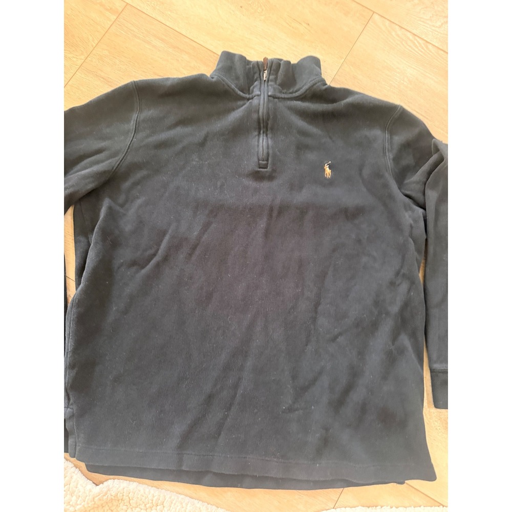 Polo Ralph Lauren Quarter Zip Mens L Navy Blue 
Estate Rib Cotton Pullover 293